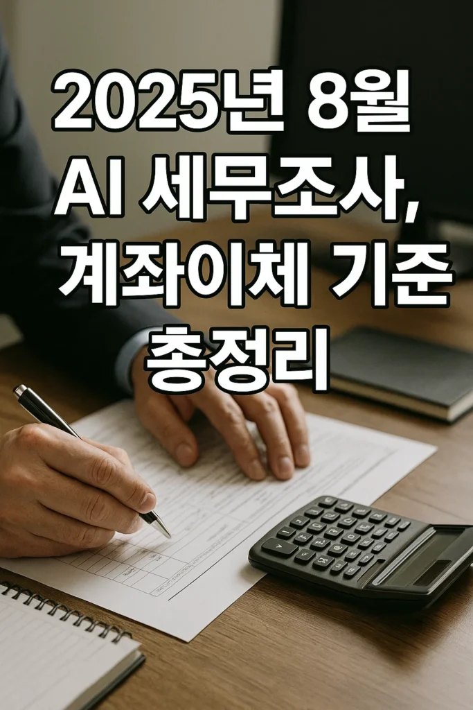 2025년 8월 AI 세무조사, 계좌이체 기준 총정리